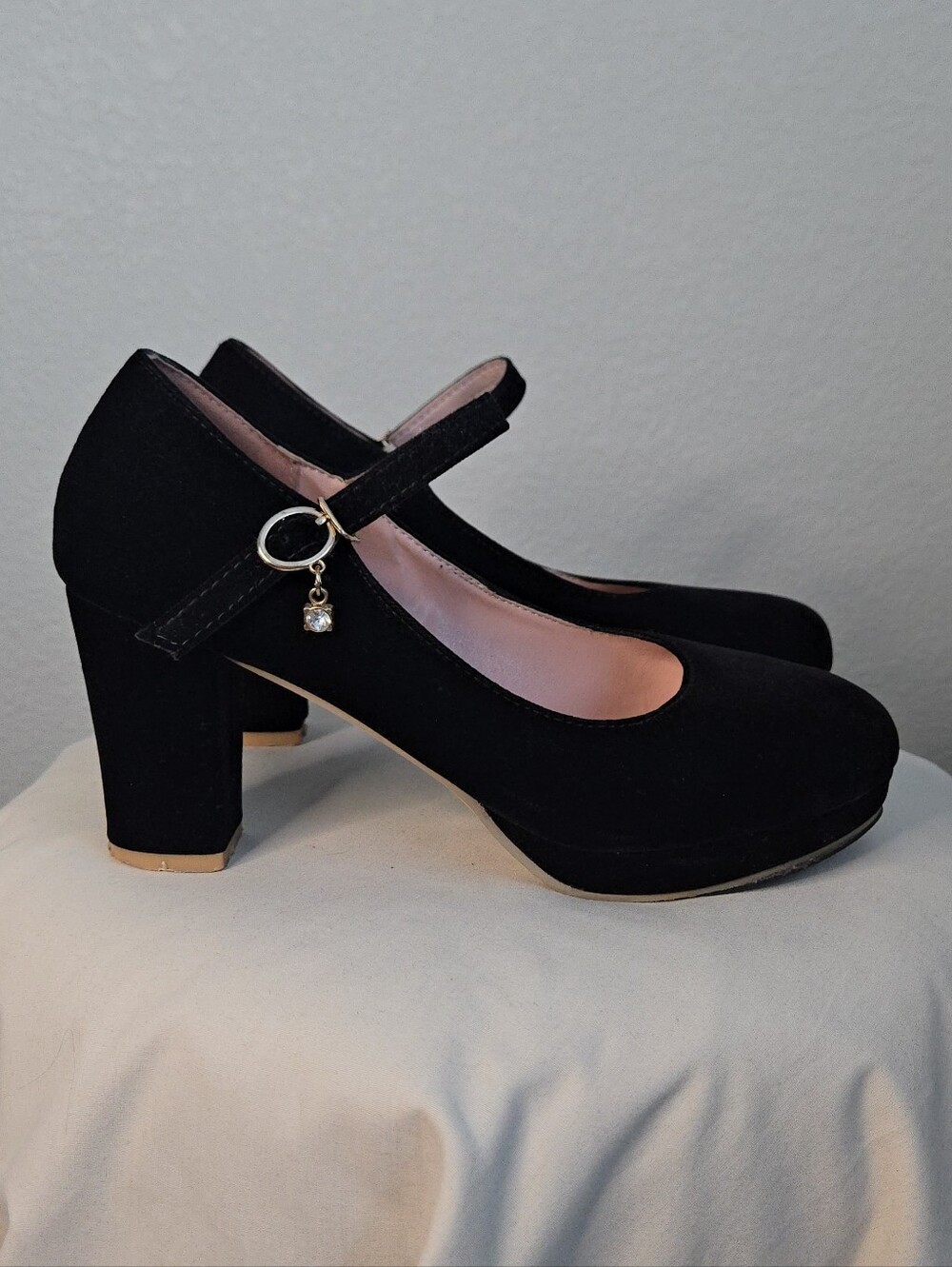 Classic Black Mary Jane Block Heel Pumps